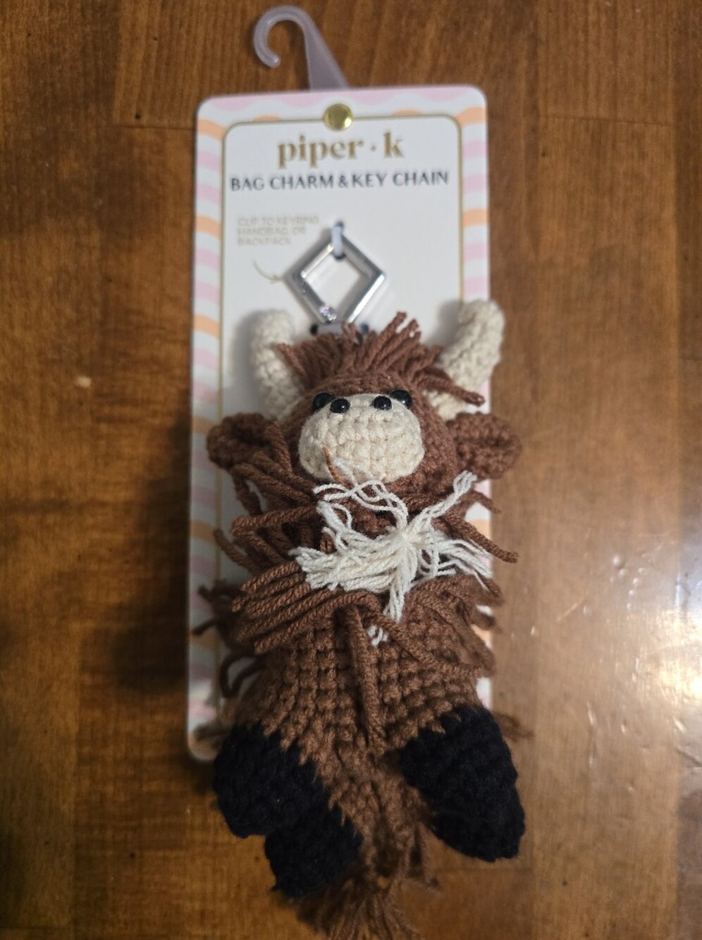 piper•k Brown Highland Cow Bag Charm & Key Chain